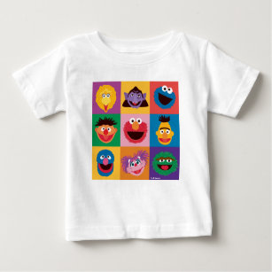 T-shirt Pour Bébé Caractères de rue Sésame   Grille de blocs colorés
