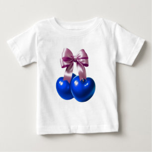 T-shirt Pour Bébé Caramelisation Cerise Bleue Ruban Esthétique Vie D