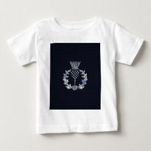 T-shirt Pour Bébé Carbone Fibre Print Silver Scottish Thistle