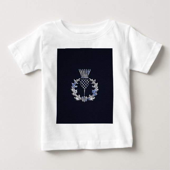 T-shirt Pour Bébé Carbone Fibre Print Silver Scottish Thistle (Devant)