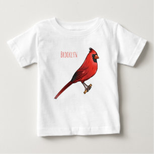 T-shirt Pour Bébé Cardinal du Nord dessin animé d'oiseau