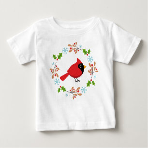 T-shirt Pour Bébé Cardinal Rouge Cardinal Cardinal aux Fleurs