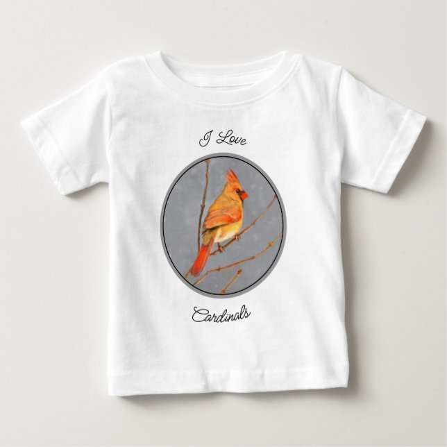 T-shirt Pour Bébé Cardinal sur la peinture de branche - Art original (Devant)