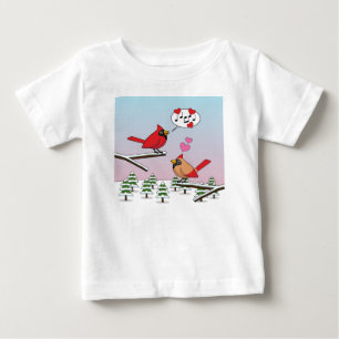 T-shirt Pour Bébé Cardinaux du Nord Rouge mignonne Amour Paysage hiv