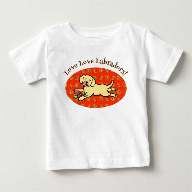 T-shirt Pour Bébé Caricature à chiot jaune du Labrador (Devant)