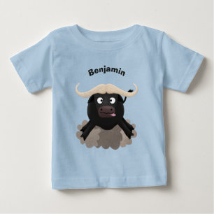 T-shirt Pour Bébé Caricature amusante de buffle d'eau courante