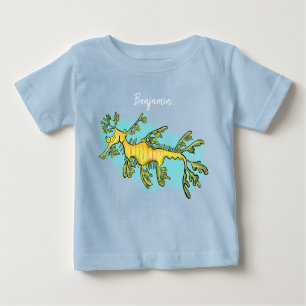 T-shirt Pour Bébé Caricature amusante de dragon de mer feuillu