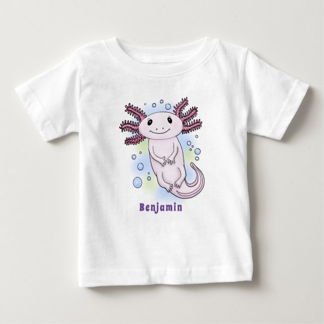 T-shirt Pour Bébé Caricature axolotl rose adorable (Devant)