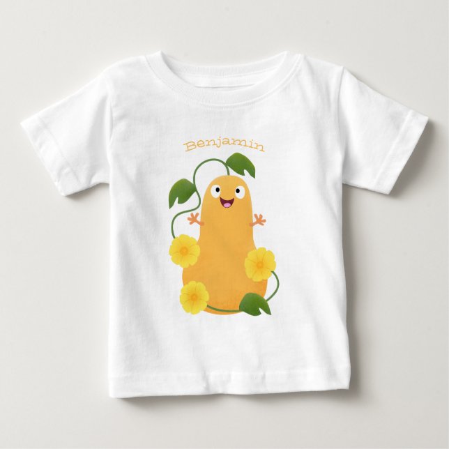 T-shirt Pour Bébé Caricature citrouille gourde en beuret joyeux (Devant)