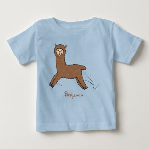 T-shirt Pour Bébé Caricature d'alpaga brun joli