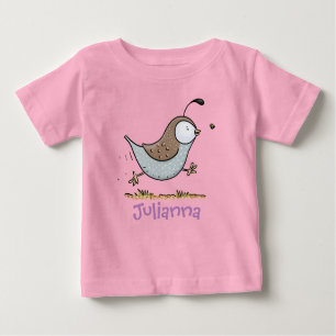 T-shirt Pour Bébé Caricature de caille californienne joliment exécut