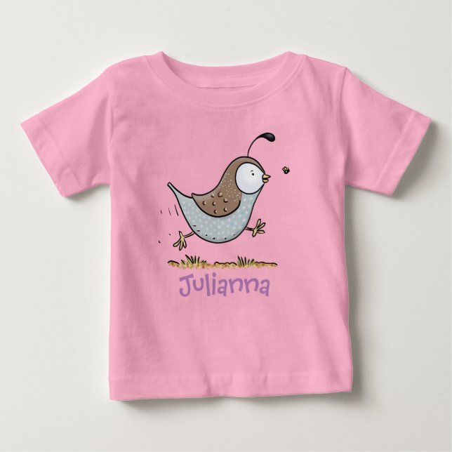 T-shirt Pour Bébé Caricature de caille californienne joliment exécut (Devant)
