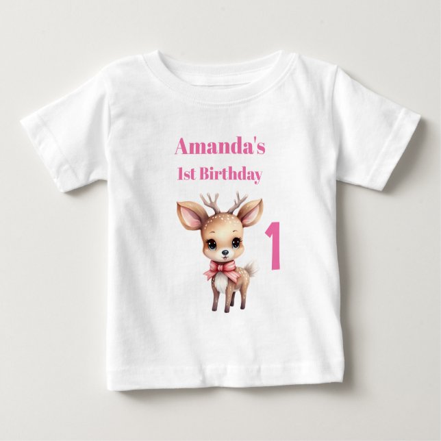 T-shirt Pour Bébé Caricature de cerfs-de-Bébé mignon Illustration 1e (Devant)