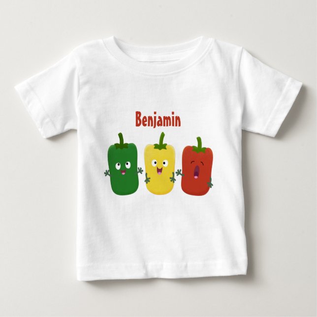 T-shirt Pour Bébé Caricature de chant trio capsicum poivre clair (Devant)
