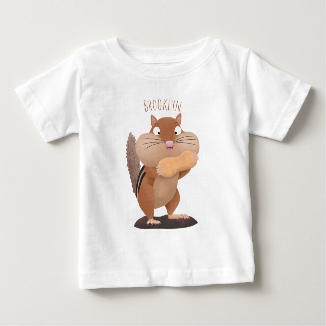 T-shirt Pour Bébé Caricature de chipmunk à grosses joues mignonnes (Devant)