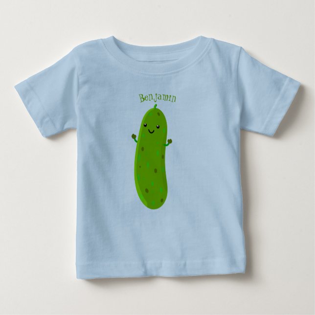 T-shirt Pour Bébé Caricature de cornichon joyeux (Devant)
