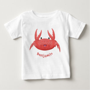 T-shirt Pour Bébé Caricature de crabe rouge cuite