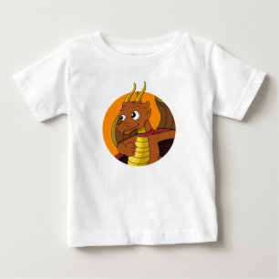 T-shirt Pour Bébé Caricature de dragon orange bébé T-shirt
