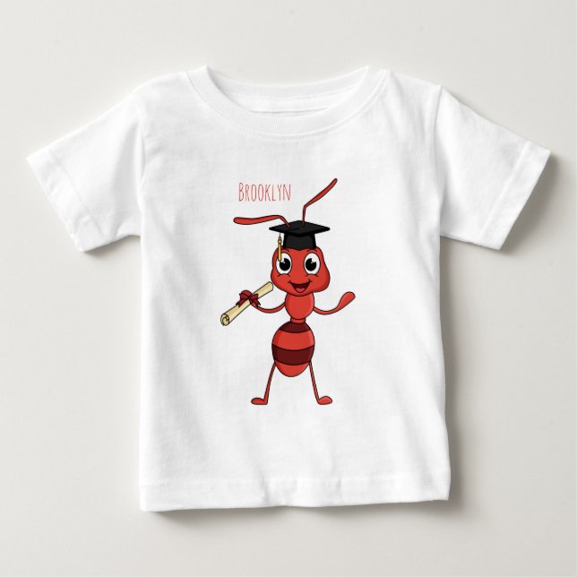 T-shirt Pour Bébé Caricature de fourmi rouge joyeux (Devant)