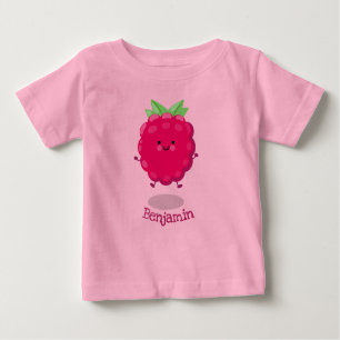 T-shirt Pour Bébé Caricature de framboise très heureuse