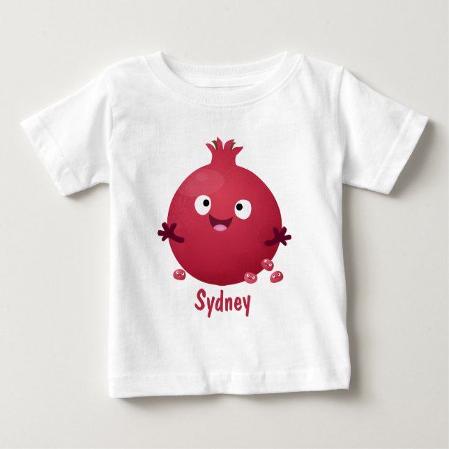 T-shirt Pour Bébé Caricature de fruits à la grenade joyeux (Devant)