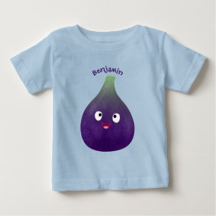 T-shirt Pour Bébé Caricature de fruits mauve joyeux aux figues