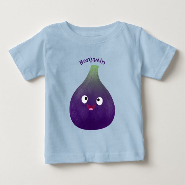 T-shirt Pour Bébé Caricature de fruits mauve joyeux aux figues (Devant)