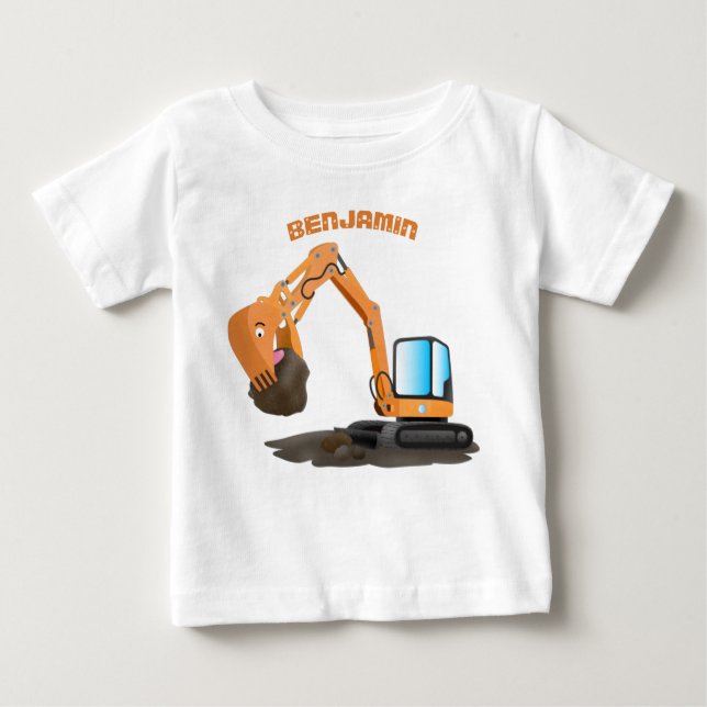 T-shirt Pour Bébé Caricature de la pelle orange (Devant)