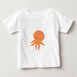 T-shirt Pour Bébé Caricature de la pieuvre mignonne
