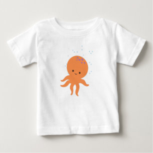 T-shirt Pour Bébé Caricature de la pieuvre mignonne