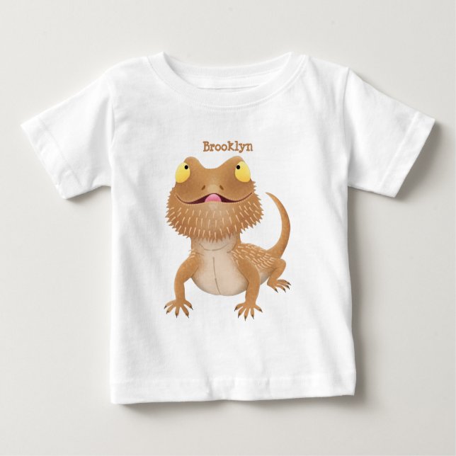 T-shirt Pour Bébé Caricature de lézard de dragon à barbe (Devant)