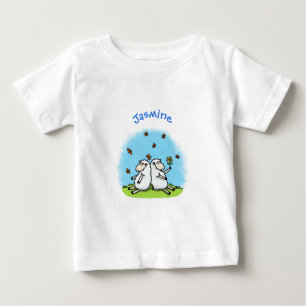 T-shirt Pour Bébé Caricature de moutons mignons amis et papillons