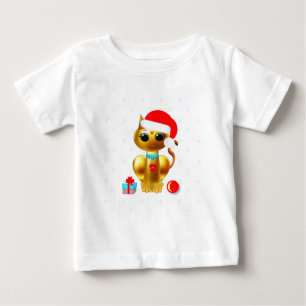 T-shirt Pour Bébé Caricature de Noël pour chatte kitty