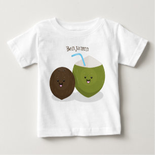 T-shirt Pour Bébé Caricature de noix de coco kawaii joyeux