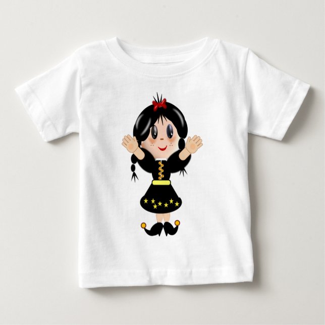 T-shirt Pour Bébé Caricature de petite fille très heureuse (Devant)