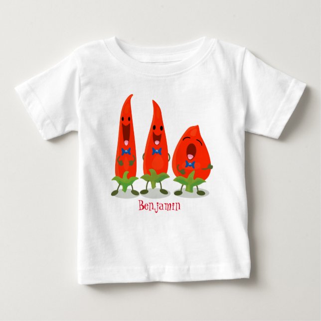 T-shirt Pour Bébé Caricature de piments chantants mignons (Devant)