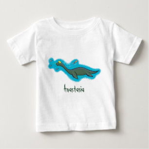 T-shirt Pour Bébé Caricature de plesiosaure, monstre marin mignon et