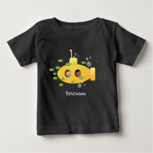 T-shirt Pour Bébé Caricature de poisson sous-marin jaune mignon