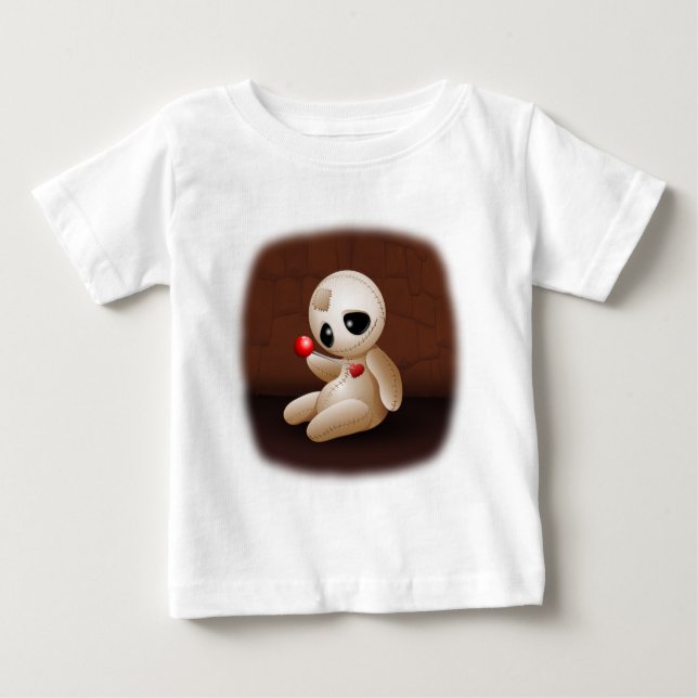 T-shirt Pour Bébé Caricature de poupée vaudou en amour (Devant)