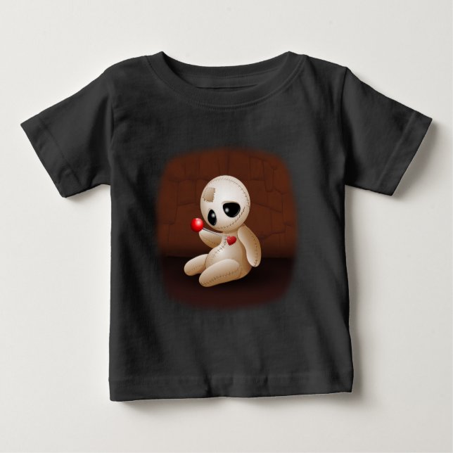 T-shirt Pour Bébé Caricature de poupée vaudou en amour (Devant)