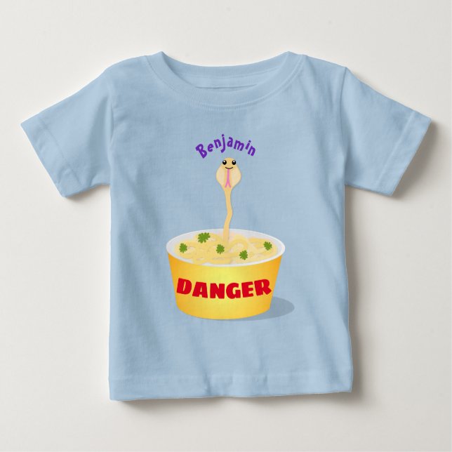 T-shirt Pour Bébé Caricature de serpent aux nouilles mignonnes illus (Devant)