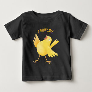 T-shirt Pour Bébé Caricature d'oiseau canari jaune chantant mignon