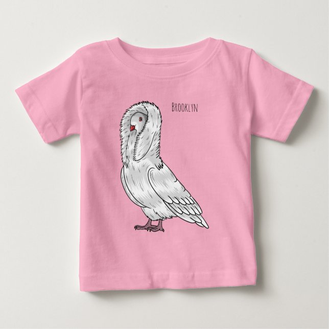 T-shirt Pour Bébé Caricature d'oiseau pigeon Jacobin (Devant)