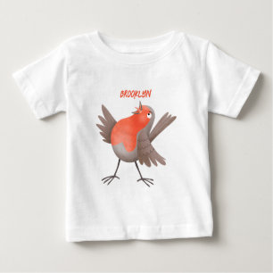 T-shirt Pour Bébé Caricature d'oiseau rouge chantant mignon