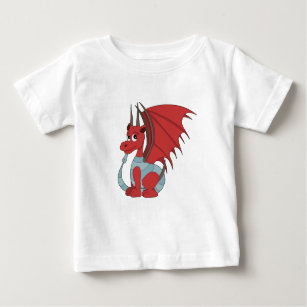 T-shirt Pour Bébé Caricature Dragon Rouge