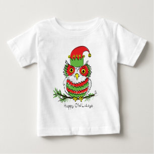 T-shirt Pour Bébé Caricature drôle de Noël de hibou