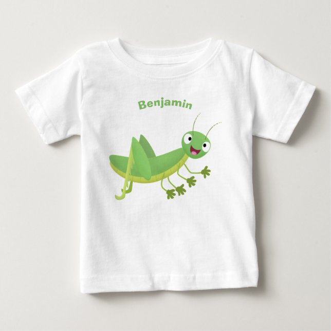 T-shirt Pour Bébé Caricature d'une pâtisserie joyeux verte (Devant)