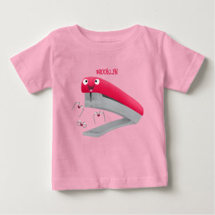 T-shirt Pour Bébé Caricature en agrafeuse rouge pâle