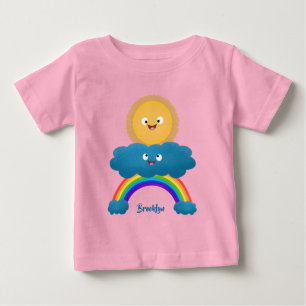 T-shirt Pour Bébé Caricature en arc-en-ciel du joyeux nuage de solei