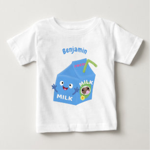 T-shirt Pour Bébé Caricature en carton de lait joyeux